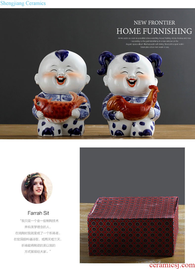 Rain tong home | jingdezhen ceramics Hand painted blue and white porcelain/painted the sitting room is lovely monkeys porcelain decorative furnishing articles