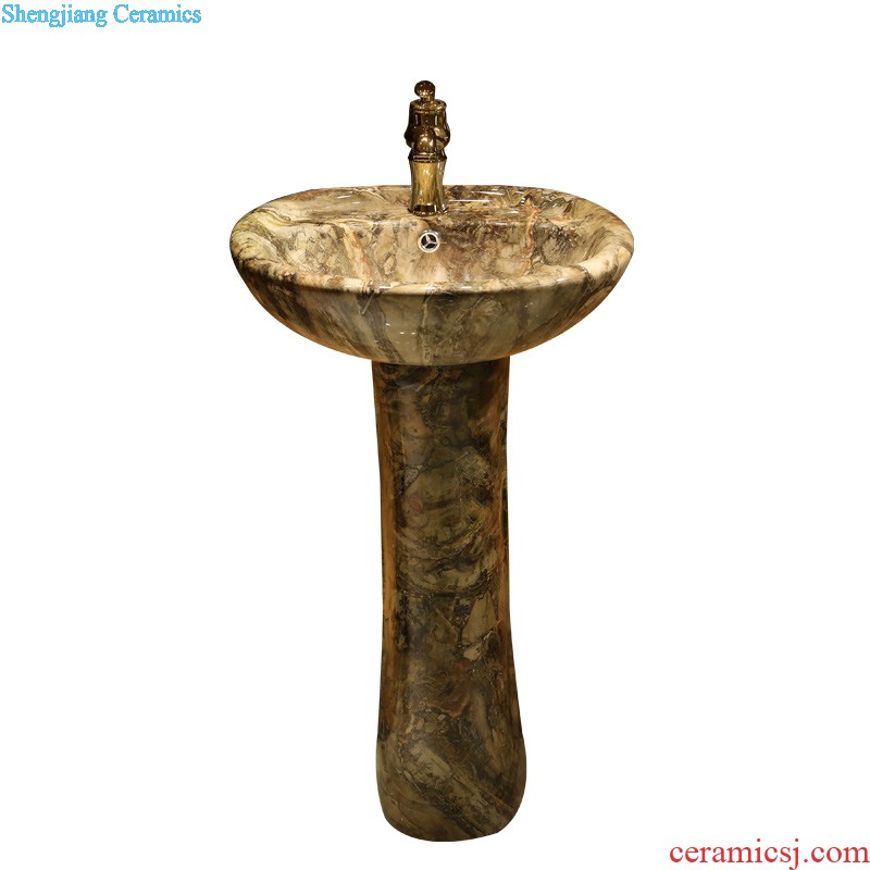 Gold cellnique art pillar basin ceramic lavatory basin contracted STDS hand one-piece modern flowers and birds