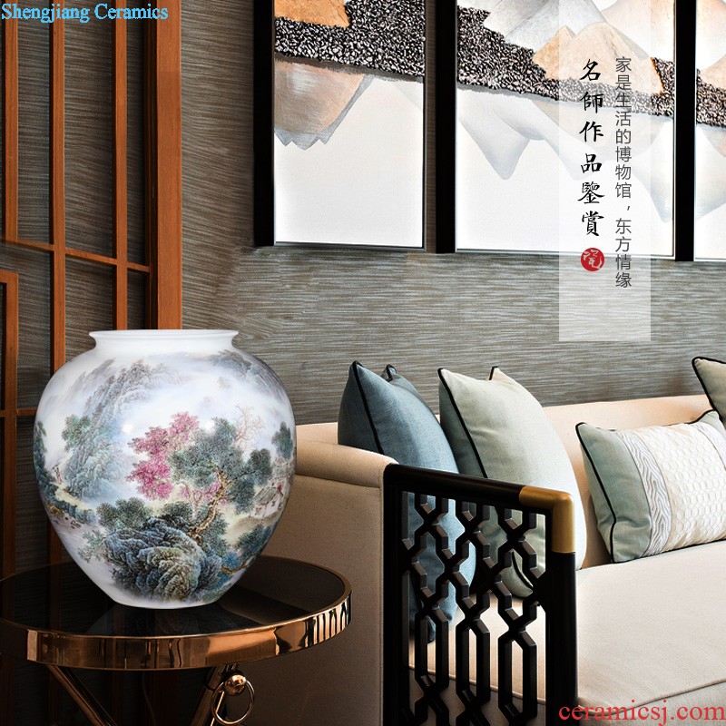 Jingdezhen ceramics vases, flower arranging hand-painted sabingga sukdun dergici jimbi New Chinese style living room place TV ark adornment