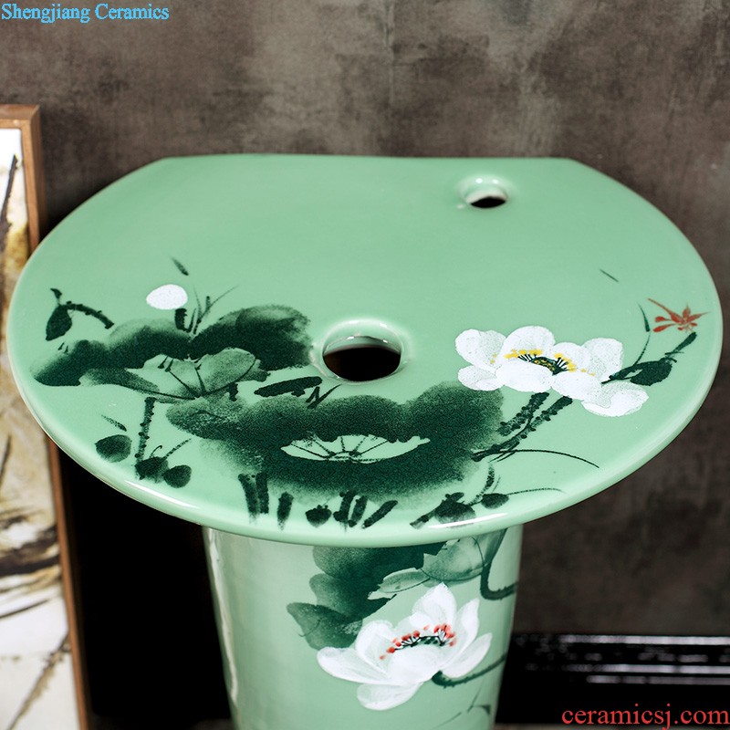 The sink pillar basin integrated ceramic basin of pillar type lavatory toilet column vertical floor balcony basin