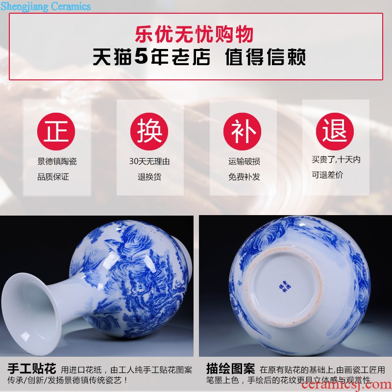 Jingdezhen ceramics flower arranging furnishing articles hand-painted blooming flowers vases, Chinese style household decorations TV ark furnishing articles