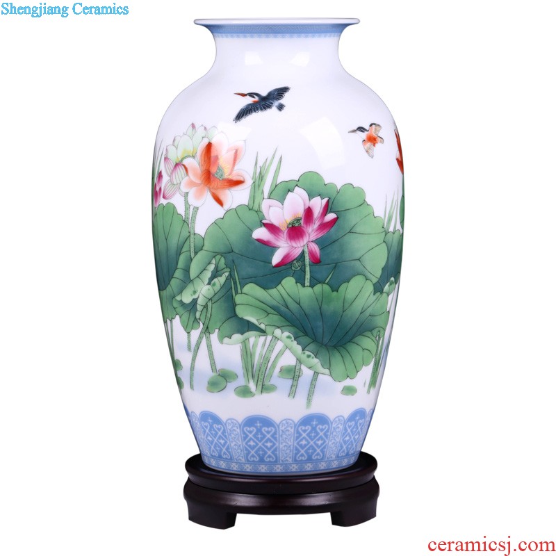 Jingdezhen ceramics vase Wang Yunxi hand painted blue and white porcelain blooming flowers Contemporary sitting room handicraft furnishing articles