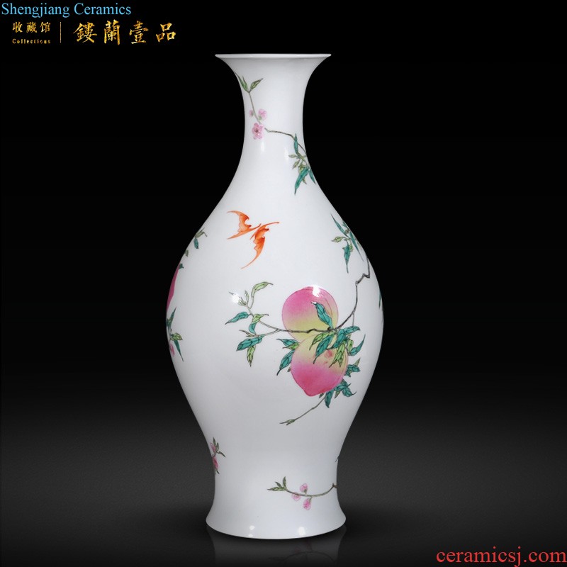 Jingdezhen imperial kiln chinaware imitation qianlong pastel blue to tie up branch flowers lines double yan ear tank aquarium furnishing articles in the living room