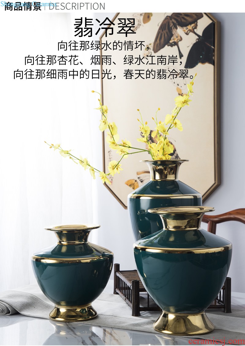 Jingdezhen ceramics Manual celadon vase Chinese style restoring ancient ways of sitting room rich ancient frame home furnishing articles