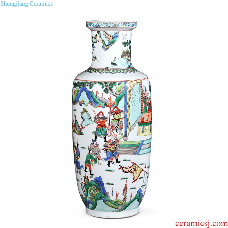 Jingdezhen ceramics Imitation qing qianlong pastel ears okho spring vase Chinese style living room decorative furnishing articles