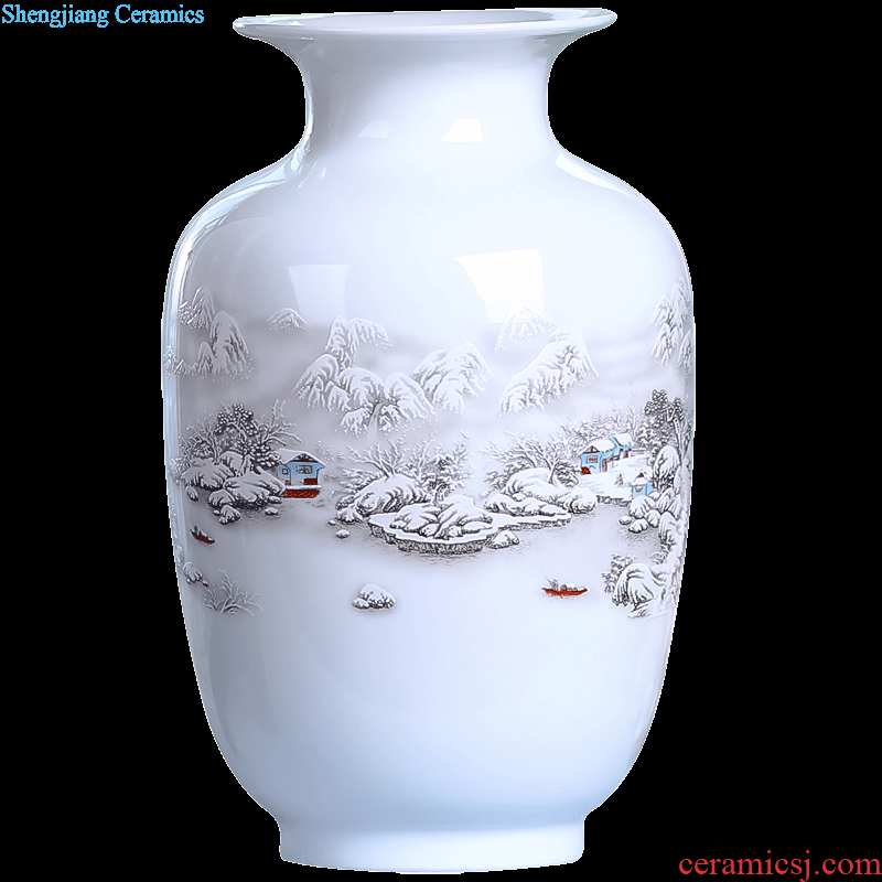 Jingdezhen ceramics vase furnishing articles Famous hand-painted scenery thin body porcelain bottle of new Chinese style living room decoration