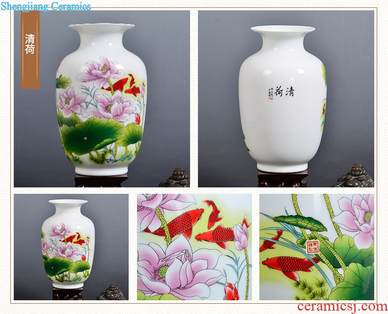 Famous jingdezhen ceramics powder enamel vase flower arranging place Chinese style household living room TV cabinet decoration process