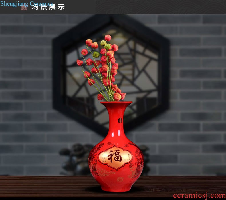 Jingdezhen ceramic vase furnishing articles by hand-painted sabingga sukdun dergici jimbi vases, flower arranging the modern Chinese style living room decorations