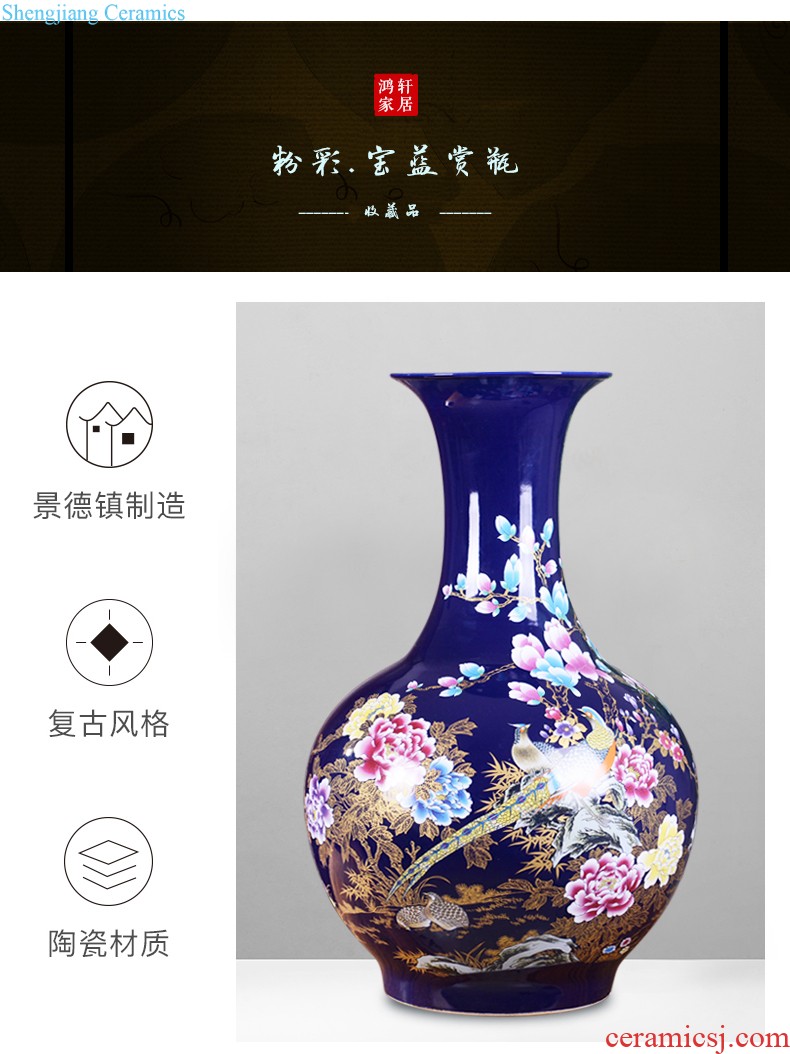 Jingdezhen ceramic vase furnishing articles beaming famille rose gold flower arranging wax gourd bottle of modern Chinese style household decoration