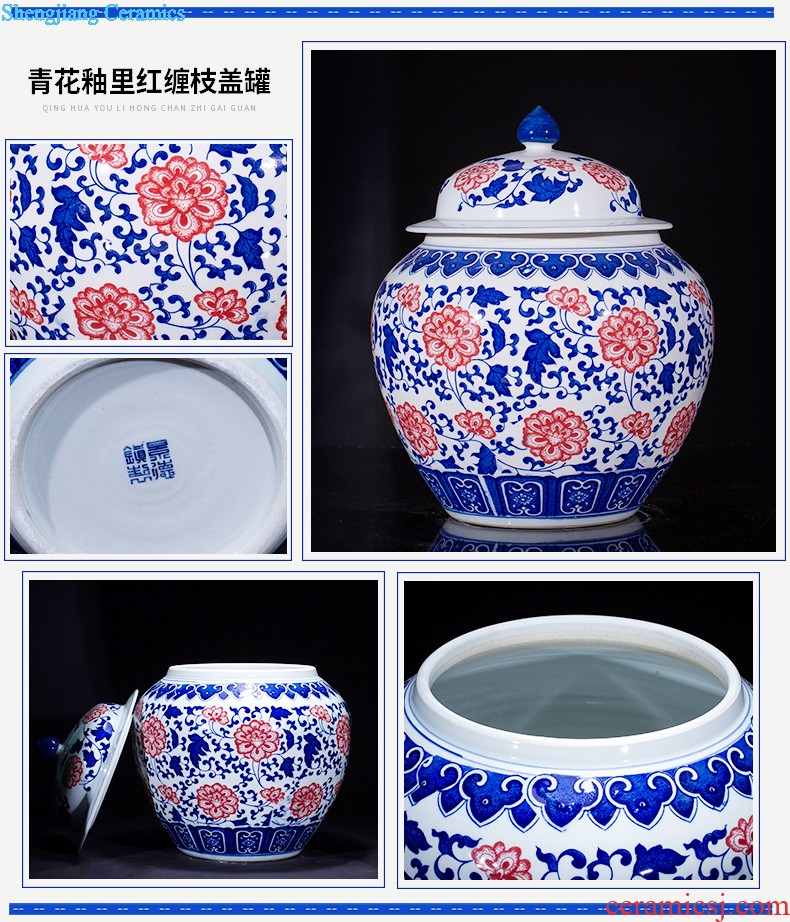 Jingdezhen ceramic hand-painted tank sitting room place the calligraphy and painting cylinder large fish bowl goldfish bowl lotus flower pot FCG