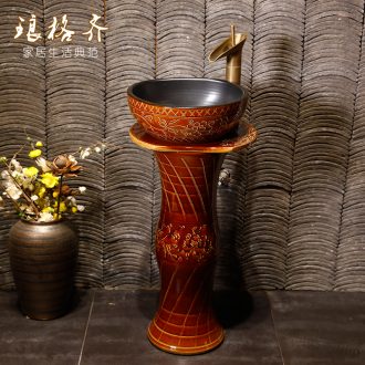 The sink basin one balcony ceramic basin vertical column column column type lavatory toilet floor type