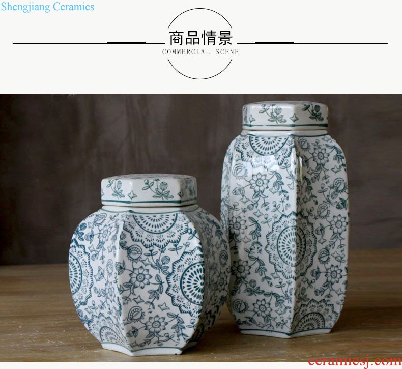 Rain tong home | jingdezhen ceramics european-style six edge ceramic pot home sitting room porch home furnishing articles