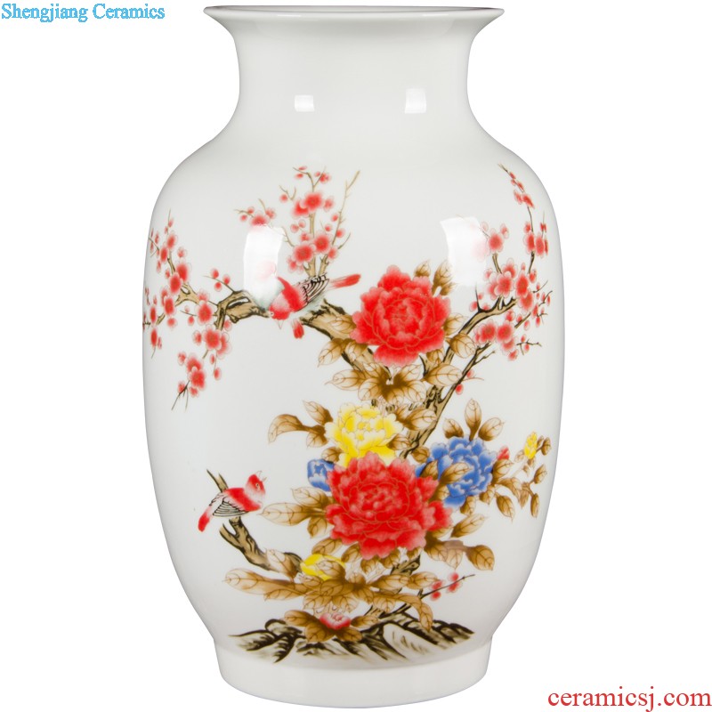 Jingdezhen ceramics lad peach thin foetus vases, flower arranging furnishing articles furnishing articles home sitting room adornment rich ancient frame