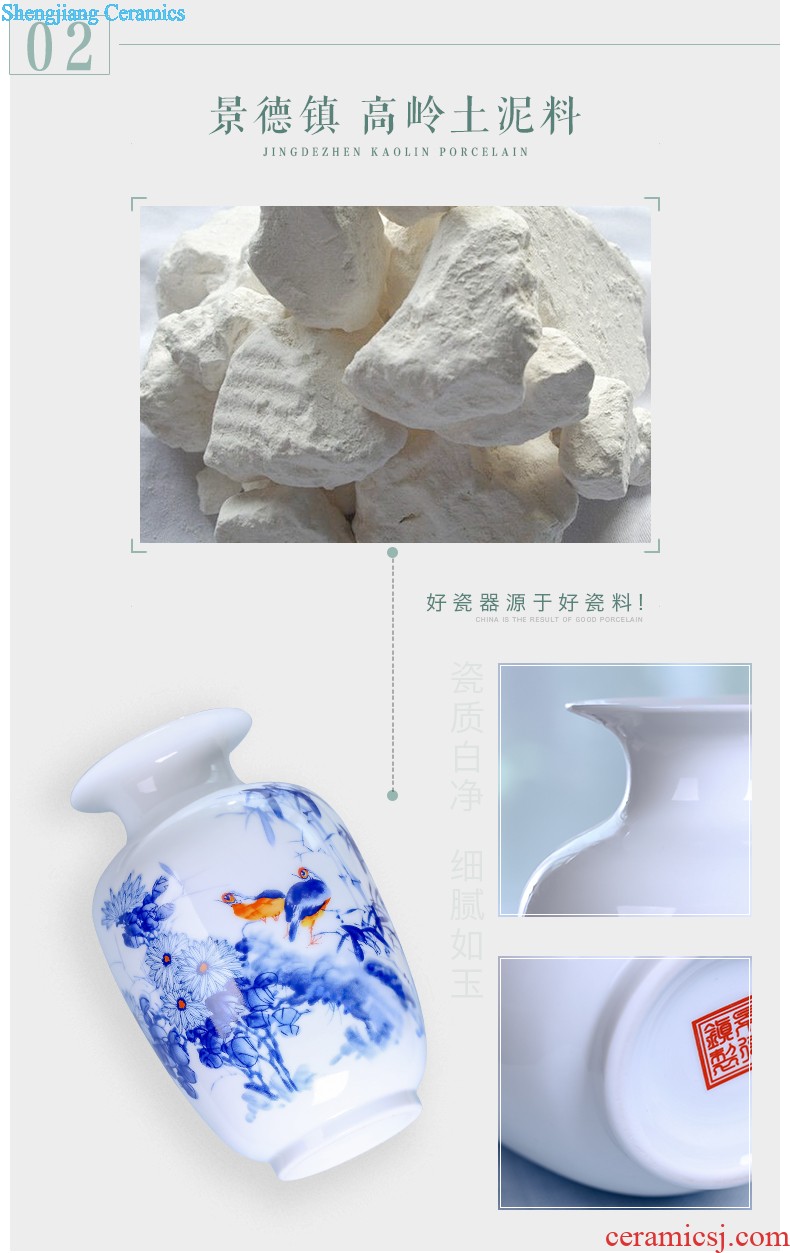 Jingdezhen ceramics vase furnishing articles Famous hand-painted scenery thin body porcelain bottle of new Chinese style living room decoration