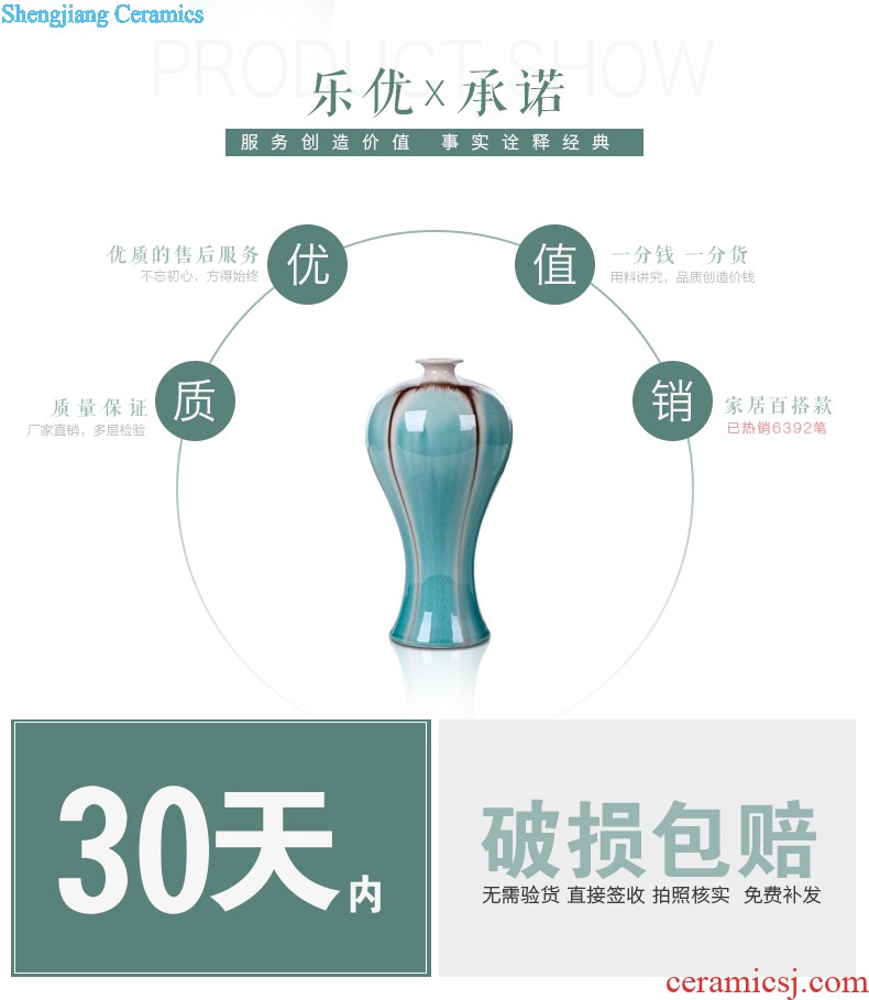 Jingdezhen ceramics vase furnishing articles powder blue glaze sweet grain ears and design the sitting room of Chinese style household ornaments