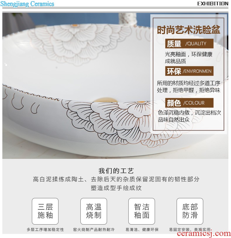 Post, qi more oval stage basin ceramic toilet lavabo that defend bath lavatory art uncluttered golden flower