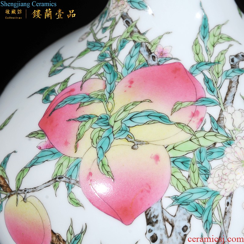 Jingdezhen imperial kiln chinaware imitation qianlong pastel blue to tie up branch flowers lines double yan ear tank aquarium furnishing articles in the living room