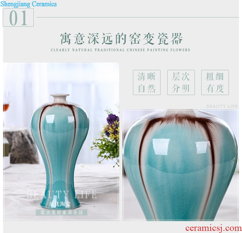 Jingdezhen ceramics vase furnishing articles powder blue glaze sweet grain ears and design the sitting room of Chinese style household ornaments