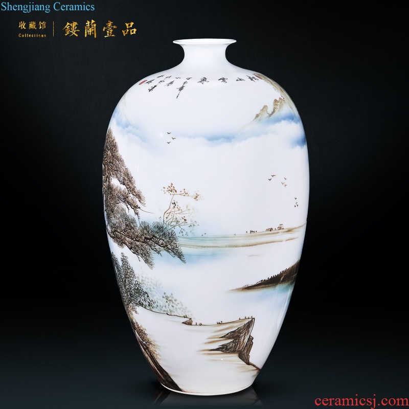 Ornamental LanYi product Master of jingdezhen ceramic hand-painted vases Songshan dangerously Home sitting room adornment is placed