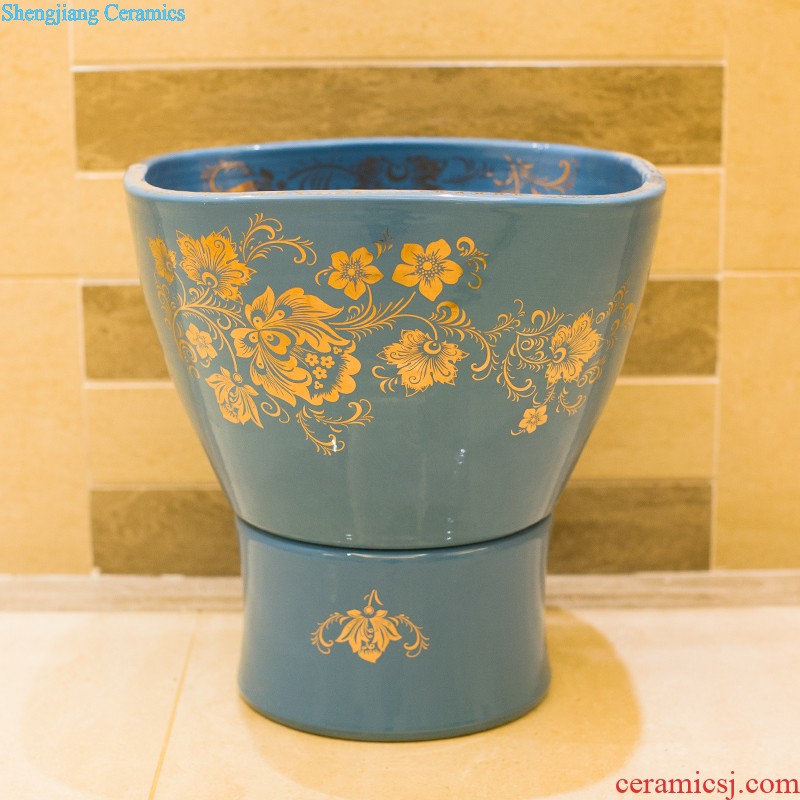 Koh larn, neat package mail Jingdezhen ceramic art mop basin mop mop pool pool bathroom fangyuan bamboo flowers and birds