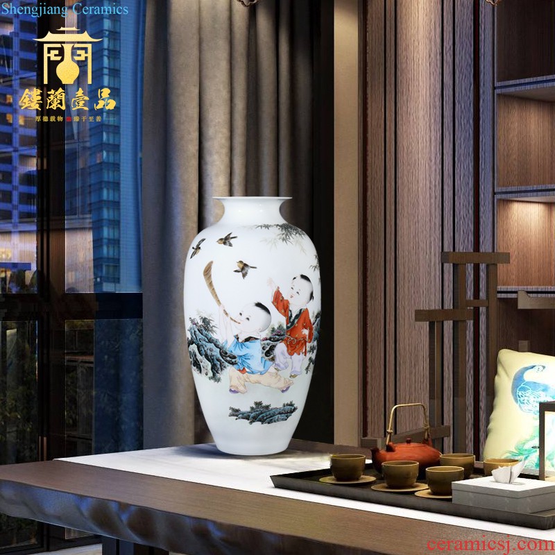 Jingdezhen ceramic vases, modern Chinese painting of flowers and flower arrangement home sitting room bedroom TV ark decorative furnishing articles