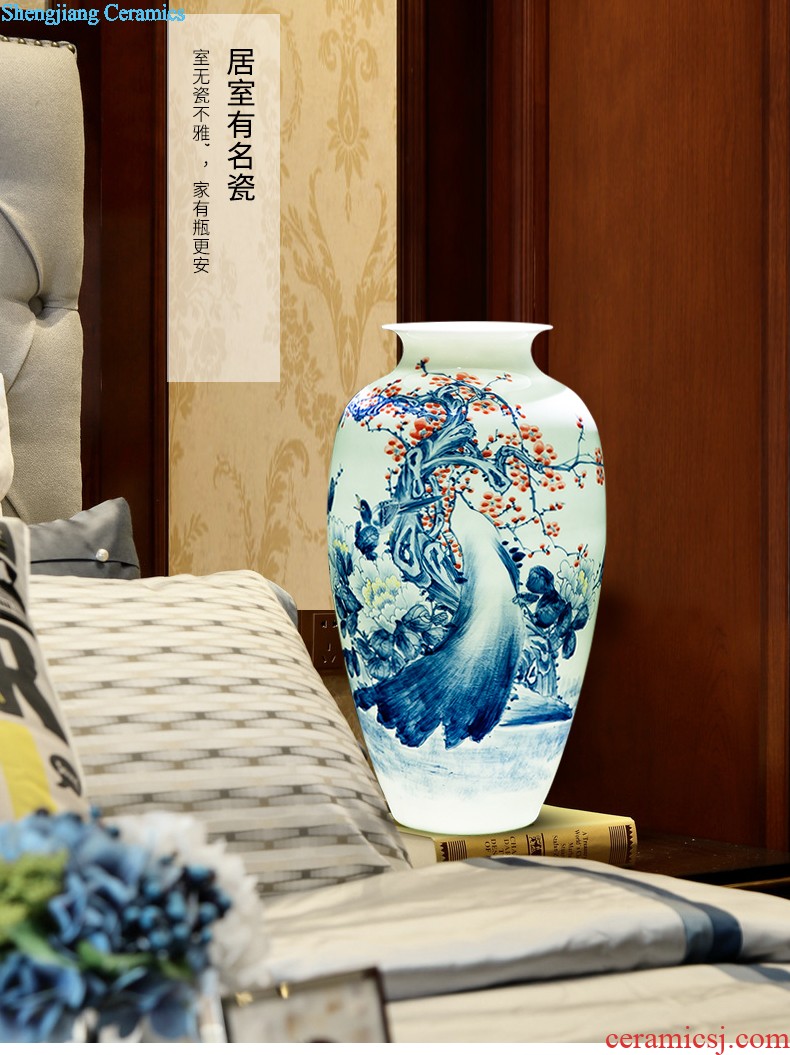 Jingdezhen ceramic powder enamel famous hand-painted vases, harmony is the sitting room of Chinese style household rich ancient frame decorative furnishing articles