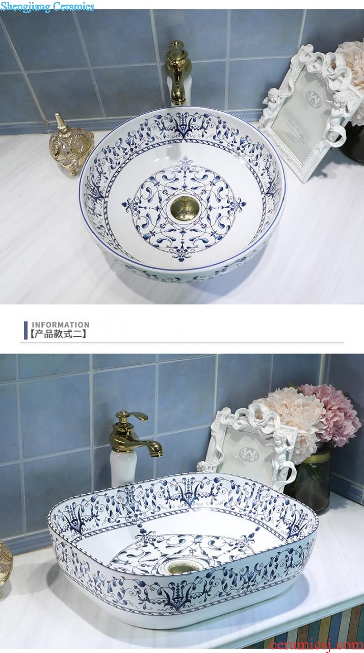 Basin of Chinese style on the sink on the ceramic lavatory square personality and artistic basin waist drum basin restoring ancient ways