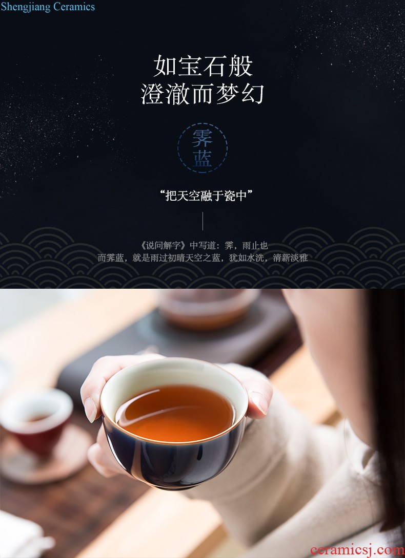 Jingdezhen kung fu tea cups kiln hand-painted teacup sample tea cup single glass ceramic tea set firewood building masters cup