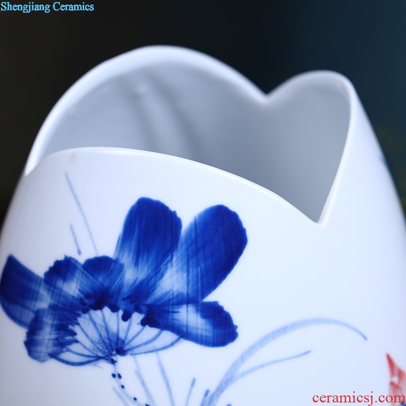 Jingdezhen ceramics vase furnishing articles pastel landscape flower arranging, new Chinese style household living room TV ark adornment