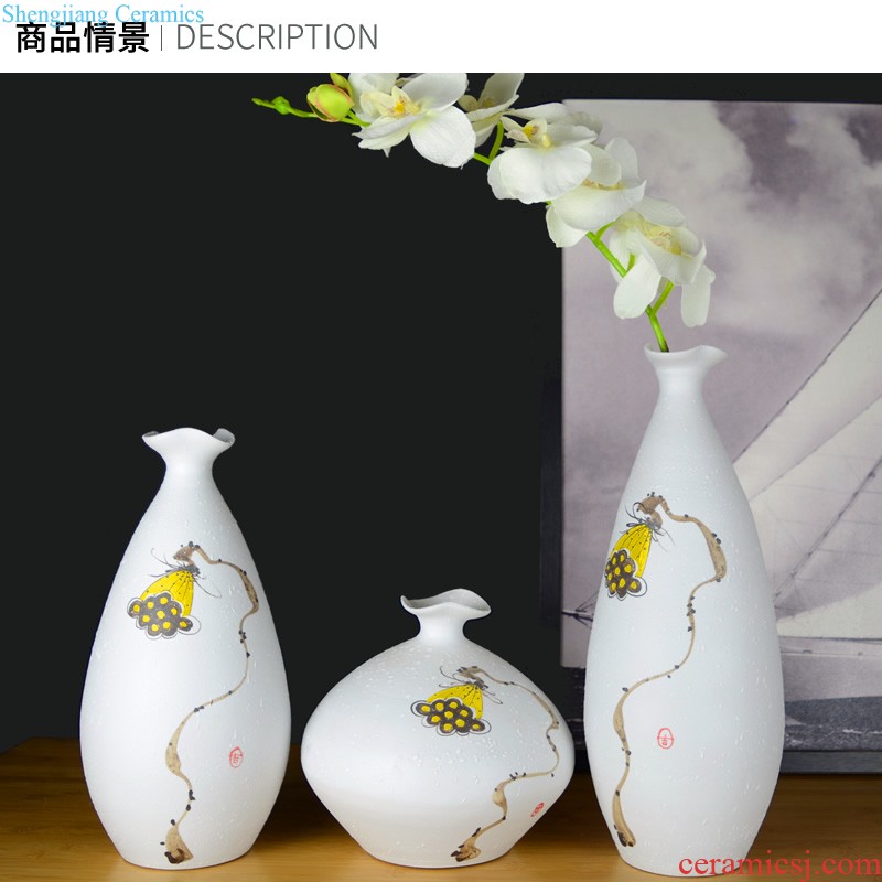 Jingdezhen ceramic vases, white European vase three-piece furnishing articles contracted sitting room between example home decoration