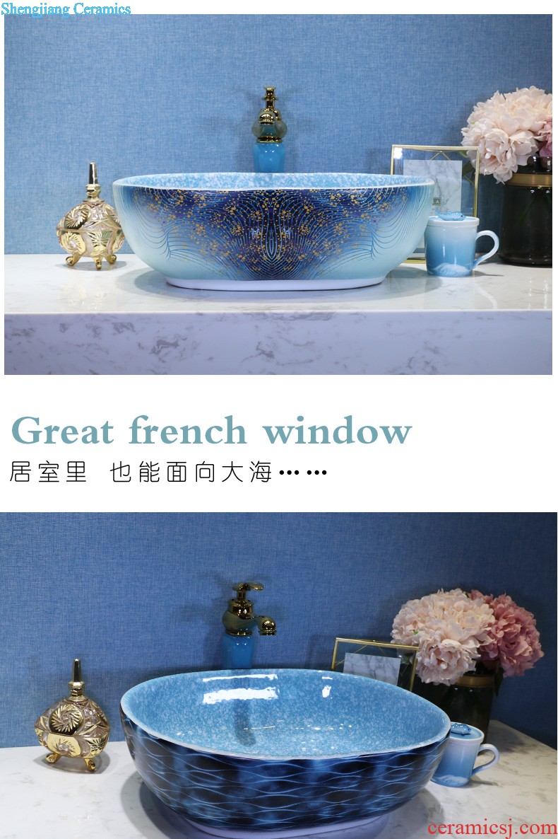 Ceramic lavabo European pillar basin one floor balcony art restores ancient ways household bathroom sink