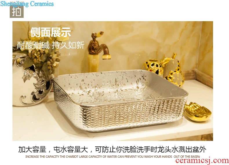 Post, qi stage basin ceramic lavabo gold-plated lavatory elliptical european-style bathroom art gold rings