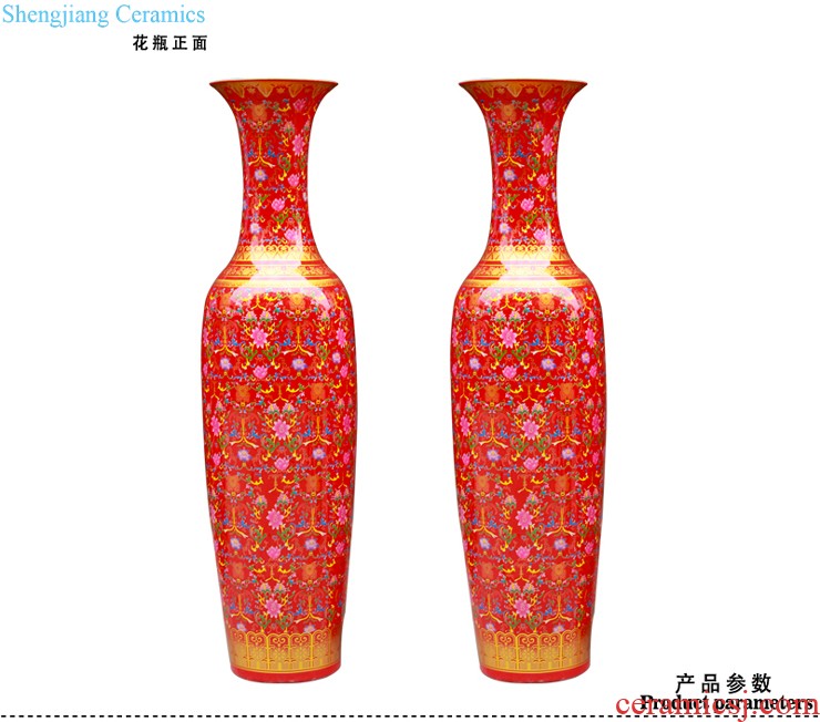 Jingdezhen ceramic hand-painted sitting room adornment is placed high quiver of large red vase word calligraphy and painting scroll cylinder