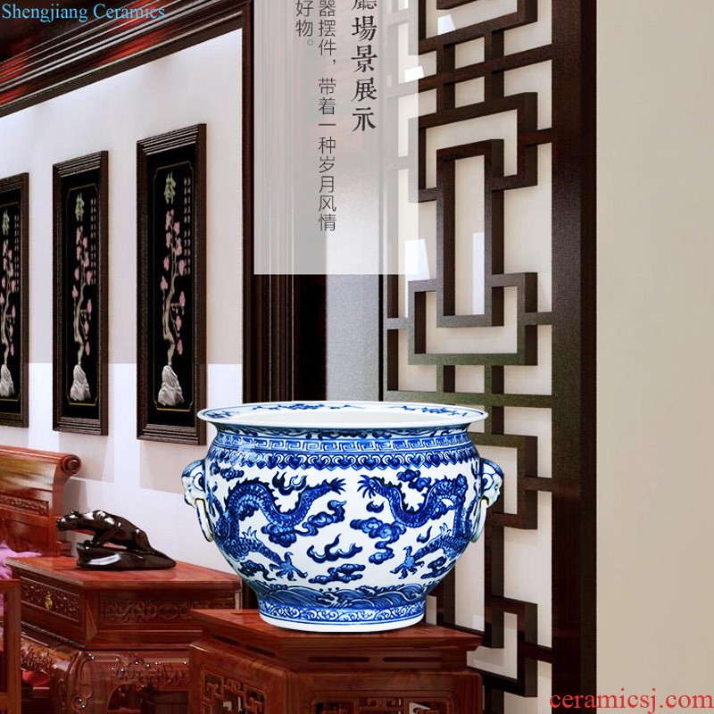 Jingdezhen ceramics hand-painted blue and white porcelain vase general storage jar jar of furnishing articles of new Chinese style household ornaments