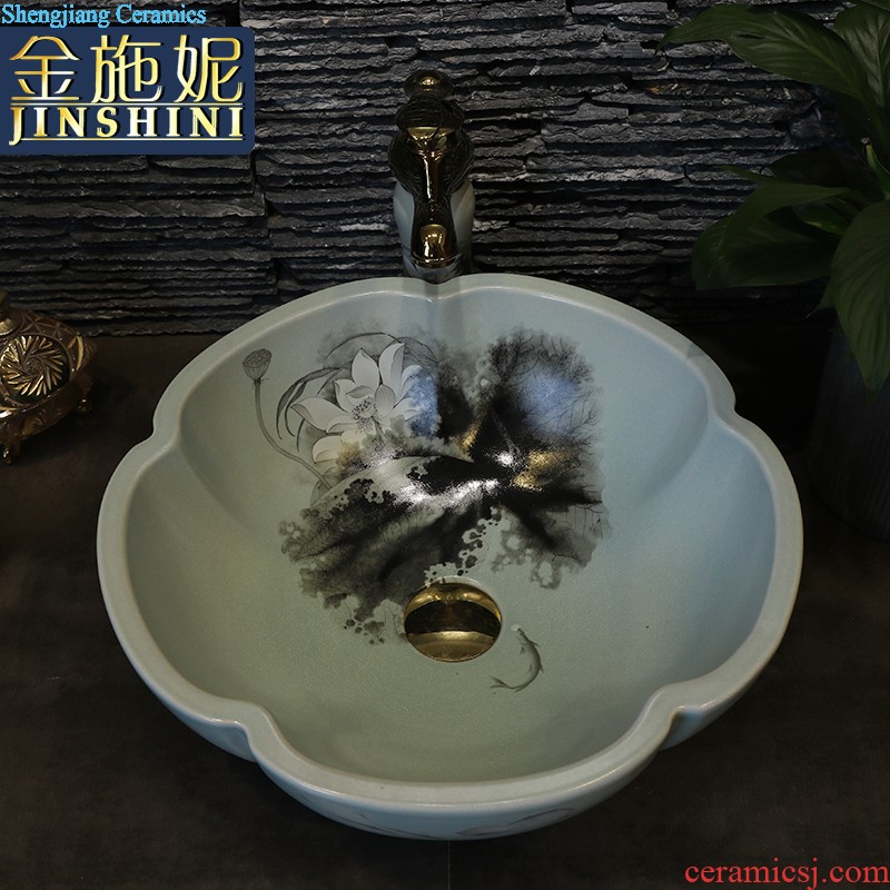 Nordic ceramic art on the stage basin sink round small family toilet small balcony wash basin