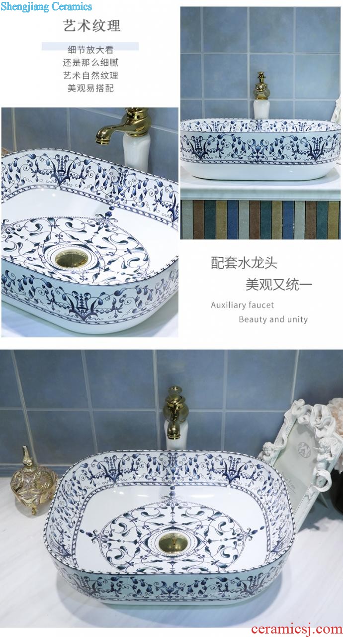 Basin of Chinese style on the sink on the ceramic lavatory square personality and artistic basin waist drum basin restoring ancient ways