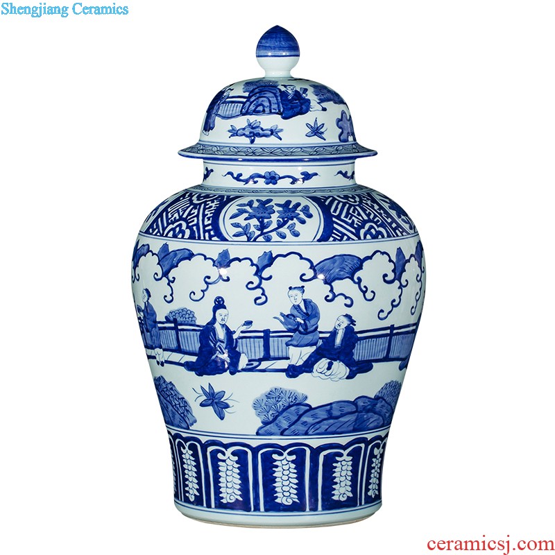 Sf48 jingdezhen ceramics color ink landscape high white clay ground big vase sitting room adornment rural furnishings