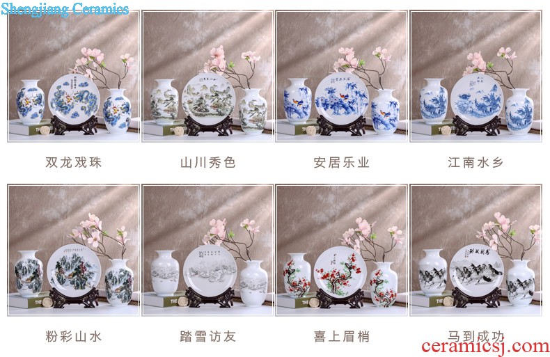 Jingdezhen ceramics modern three-piece floret bottle of flower arrangement, sitting room of Chinese style household decorations crafts