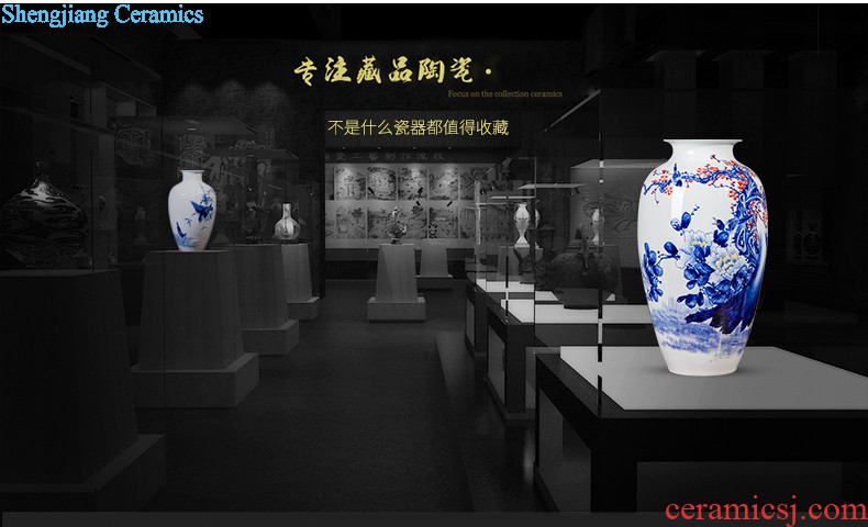 Jingdezhen ceramic powder enamel famous hand-painted vases, harmony is the sitting room of Chinese style household rich ancient frame decorative furnishing articles