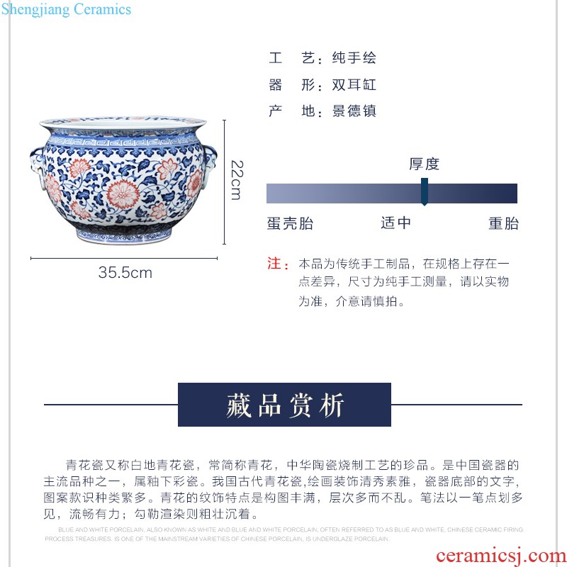 Jingdezhen ceramics imitation qing qianlong azure glaze melon leng vase Chinese style living room home decoration collection furnishing articles