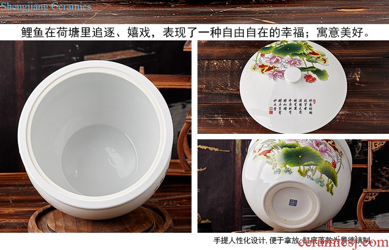 Merry jingdezhen porcelain ceramic barrel 10 jins 20 jins magnesium 2 ricer box pickles pickled meat jar with cover money-box