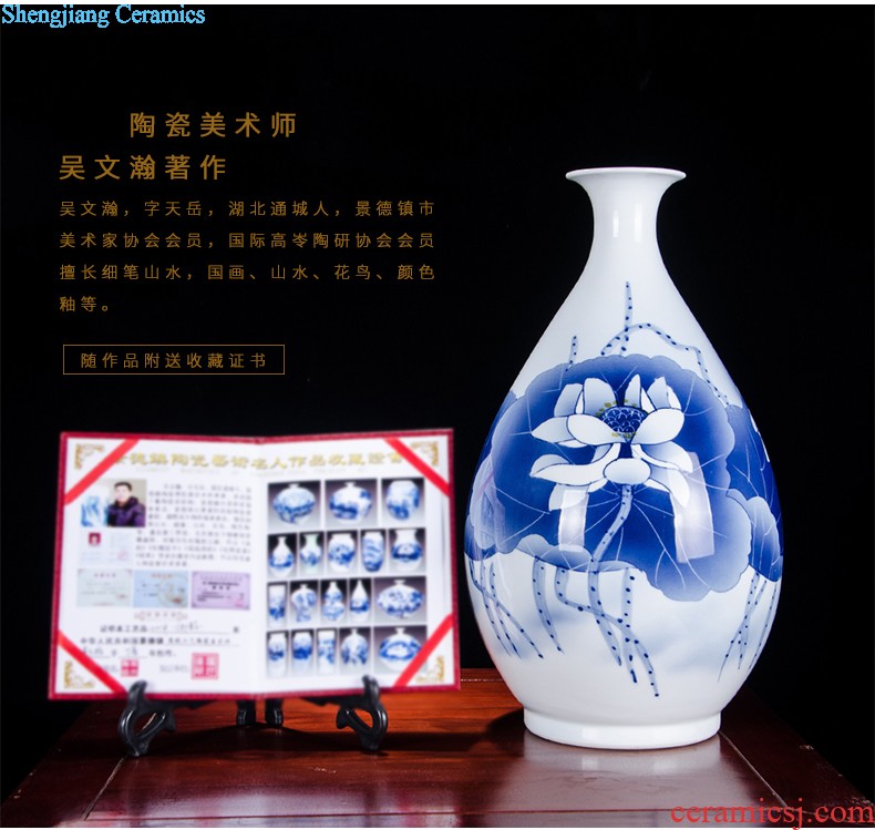 Jingdezhen ceramics imitation Ming vase sitting room home decoration furnishing articles hand-painted pastel archaize fish algae general grain tank