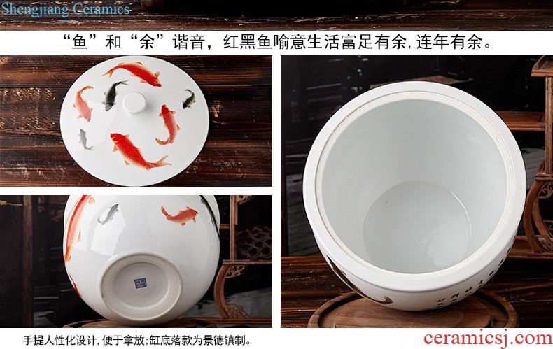 Merry jingdezhen porcelain ceramic barrel 10 jins 20 jins magnesium 2 ricer box pickles pickled meat jar with cover money-box