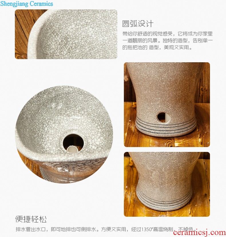 M beautiful ceramic art basin mop mop pool ChiFangYuan one-piece mop pool of 40 cm diameter ink lotus