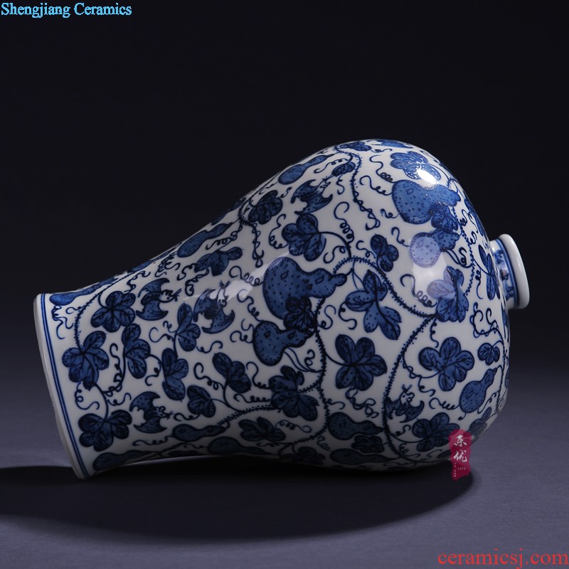 Jingdezhen ceramics furnishing articles Hand painted exquisite thin body porcelain bamboo report peaceful flower implement Chinese style living room decoration decoration