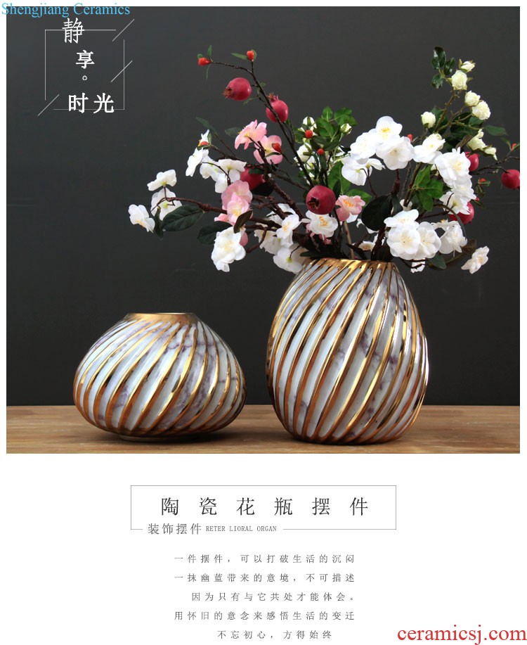 New Chinese style ceramic vase simulation flower art furnishing articles Creative TV ark flower arrangement Sky blue glaze porcelain decoration