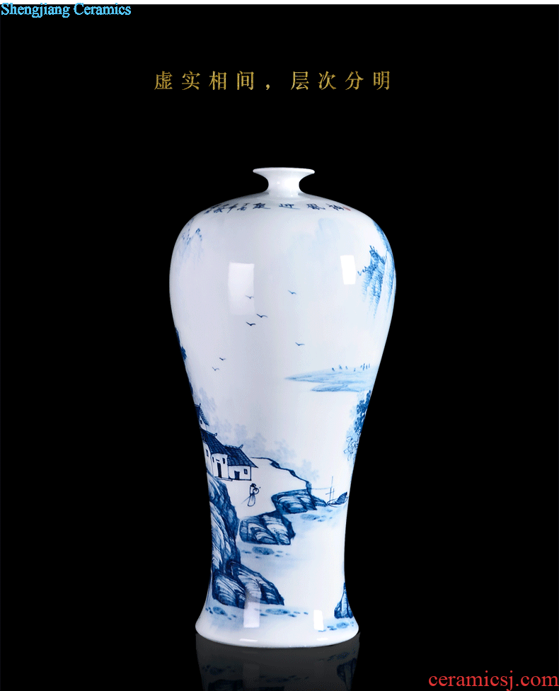 Famous master of jingdezhen ceramics hand-painted pastel landscape of large vases, Chinese style sitting room adornment is placed