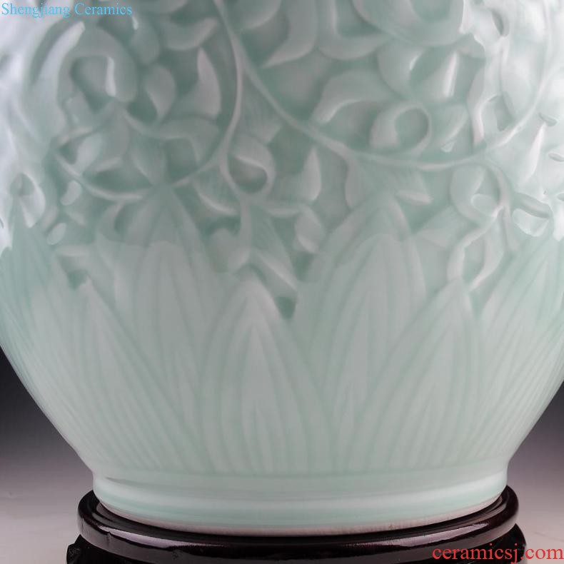 Jingdezhen ceramic vase large landing hand-painted jiangnan spring quiver hotel flower arrangement sitting room adornment is placed