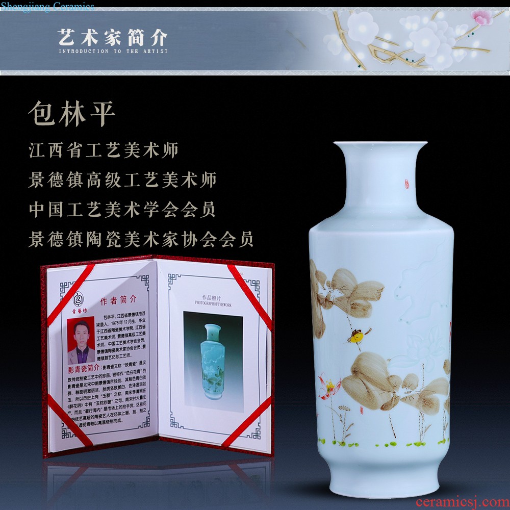 Jingdezhen ceramic vase furnishing articles archaize kiln crack glaze blue and white porcelain vase gourd classical household adornment