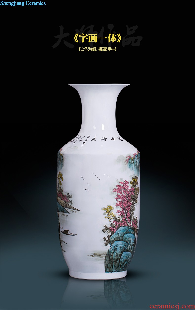 Jingdezhen ceramics antique Chinese landscape painting vase home sitting room adornment is placed the calligraphy and painting scroll cylinder